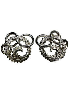 Monet Silvertone Wreath Clip-on Earrings